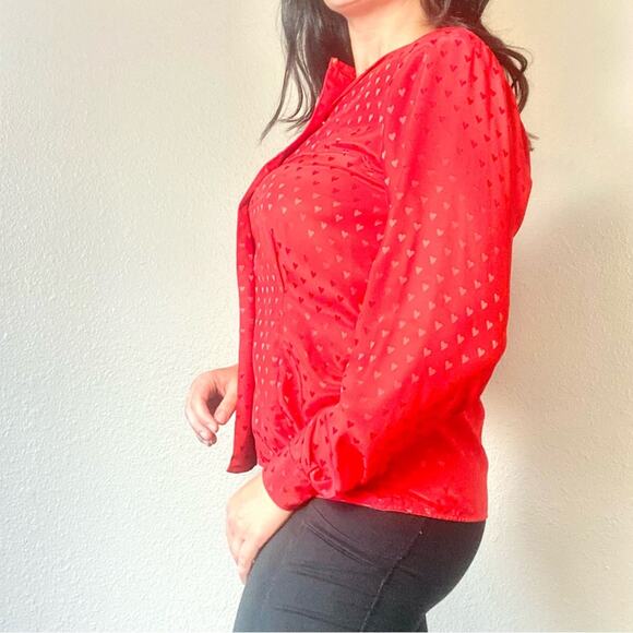 Evan Picone Satin Brocade Heart Blouse Size 6 Medium - Picture 3 of 7